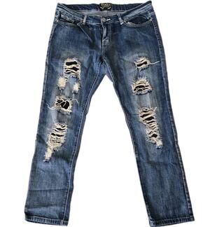 Distressed Thrashed Grunge Thrill Always A Thrill Jeans Denim Womans Jr Sz 13/14